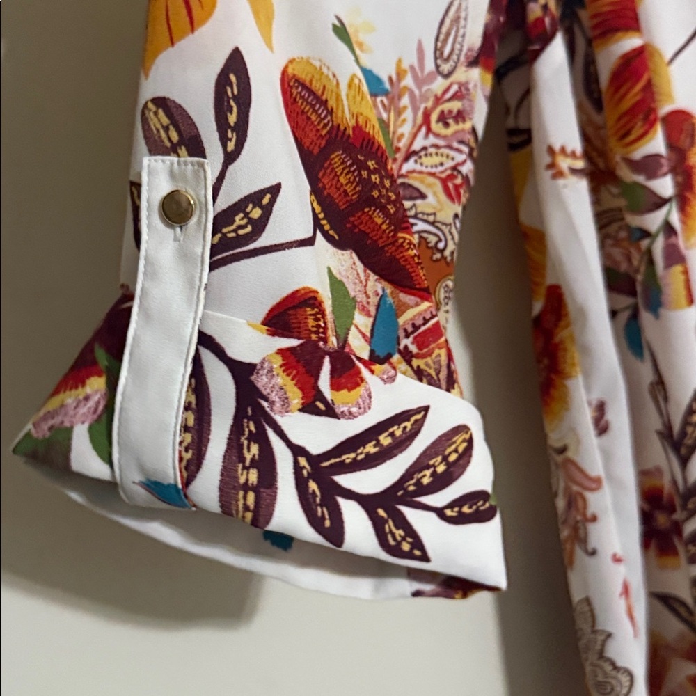 JM Collection White Orange Floral Blouse women 2X casual office boho festival - Picture 6 of 8